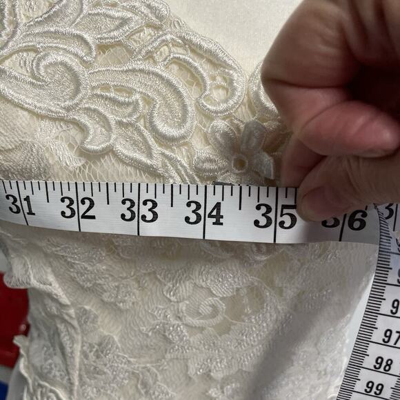 Jessica McClintock Dress Size 5/6 White Bridal Lace Wedding Shower Vintage 1980s - Picture 9 of 13